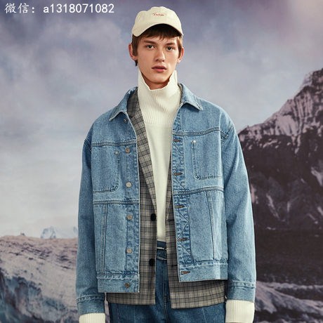 Lilbetter港风水洗浅蓝色牛仔夹克