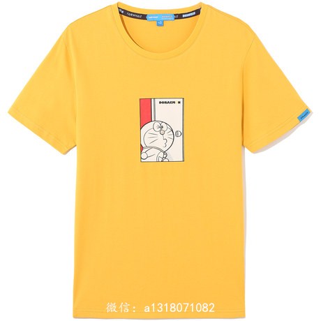 马克华菲哆啦a梦联名短袖T恤，纯棉黄色，99划算价238元包邮
